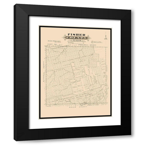 Fisher County Texas - Gast 1870 Black Modern Wood Framed Art Print with Double Matting by Gast
