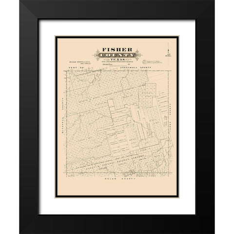 Fisher County Texas - Gast 1870 Black Modern Wood Framed Art Print with Double Matting by Gast