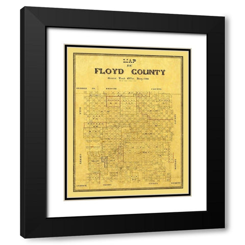 Floyd County Texas - 1888 Black Modern Wood Framed Art Print with Double Matting by Unknown