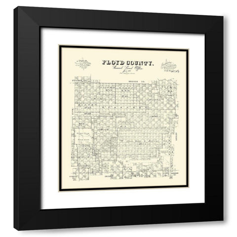 Floyd County Texas - McGaughey 1892 Black Modern Wood Framed Art Print with Double Matting by McGaughey