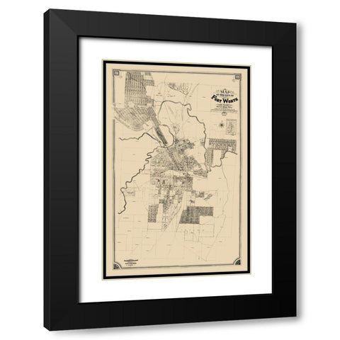 Fort Worth Texas - King 1888 Black Modern Wood Framed Art Print with Double Matting by King