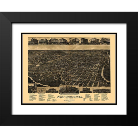 Fort Worth Texas - Beck 1885 Black Modern Wood Framed Art Print with Double Matting by Beck