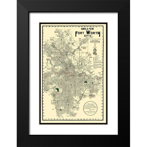 Fort Worth Texas - Rogers 1920 Black Modern Wood Framed Art Print with Double Matting by Rogers
