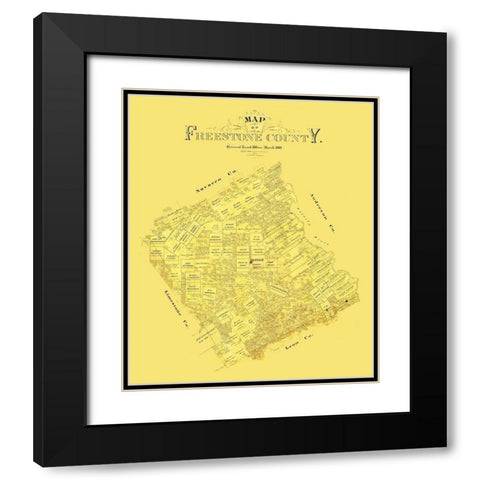 Freestone County Texas - Blau 1888 Black Modern Wood Framed Art Print with Double Matting by Blau
