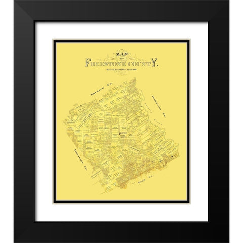 Freestone County Texas - Blau 1888 Black Modern Wood Framed Art Print with Double Matting by Blau