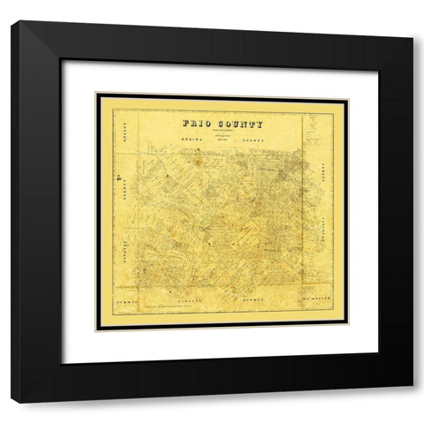 Frio County Texas - Langermann 1879 Black Modern Wood Framed Art Print with Double Matting by Langermann