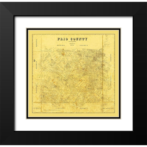 Frio County Texas - Langermann 1879 Black Modern Wood Framed Art Print with Double Matting by Langermann