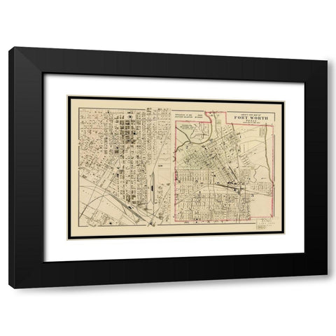 Ft. Worth Texas Landowner - Gray 1885 Black Modern Wood Framed Art Print with Double Matting by Gray