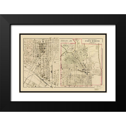 Ft. Worth Texas Landowner - Gray 1885 Black Modern Wood Framed Art Print with Double Matting by Gray