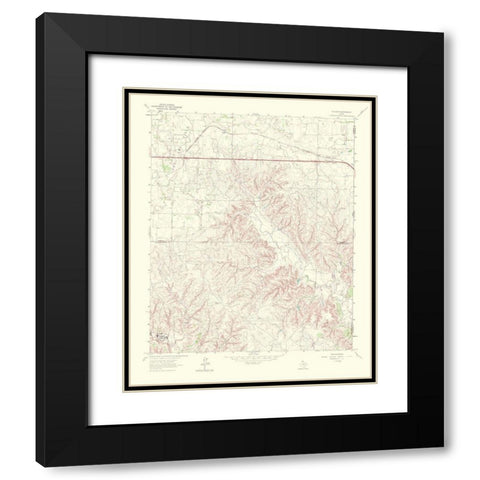 Fuller Texas Quad - USGS 1967 Black Modern Wood Framed Art Print with Double Matting by USGS