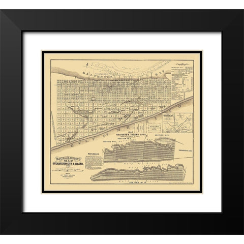 Galveston Texas - Trimble 1867 Black Modern Wood Framed Art Print with Double Matting by Trimble