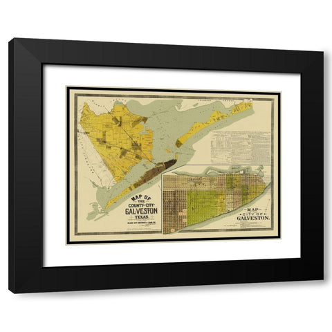 Galveston Texas Landowner - 1890 Black Modern Wood Framed Art Print with Double Matting by Unknown