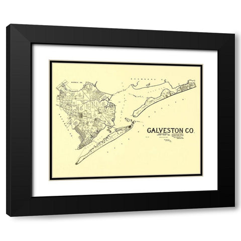 Galveston Texas Landowner - Land Office 1892 Black Modern Wood Framed Art Print with Double Matting by Land Office