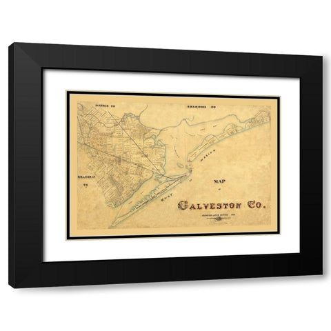 Galveston County Texas - 1897 Black Modern Wood Framed Art Print with Double Matting by Unknown