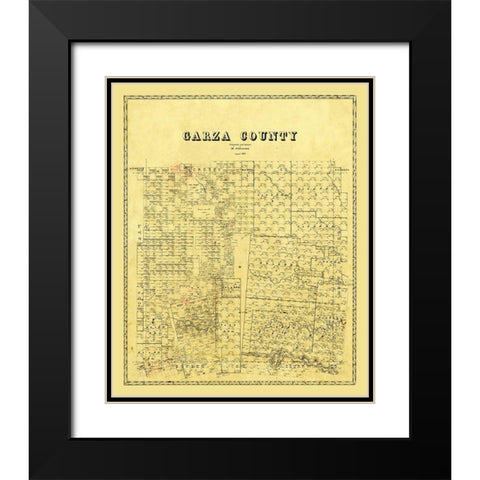 Garza County Texas - Stakemann 1879 Black Modern Wood Framed Art Print with Double Matting by Stakemann