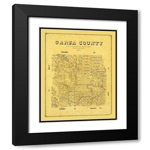 Garza County Texas - Groos 1889 Black Modern Wood Framed Art Print with Double Matting by Groos