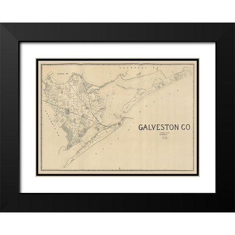 Galveston County Texas - Pressler 1891 Black Modern Wood Framed Art Print with Double Matting by Pressler
