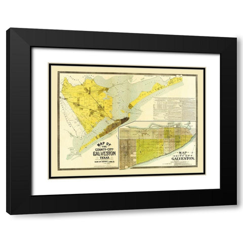Galveston Texas -1891 Black Modern Wood Framed Art Print with Double Matting by Unknown