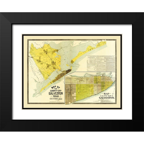 Galveston Texas -1891 Black Modern Wood Framed Art Print with Double Matting by Unknown