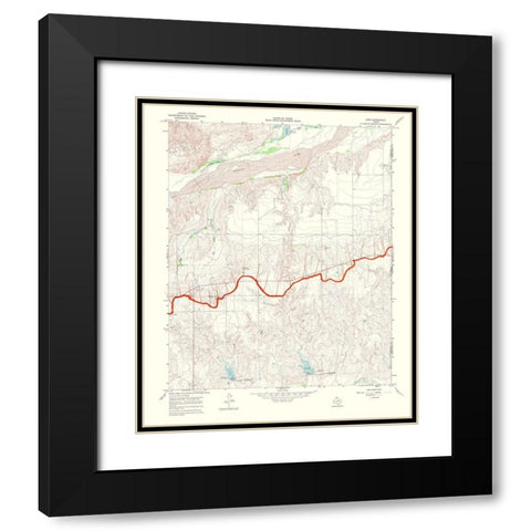 Gem Texas Quad - USGS 1969 Black Modern Wood Framed Art Print with Double Matting by USGS