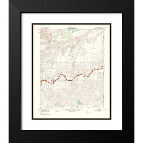 Gem Texas Quad - USGS 1969 Black Modern Wood Framed Art Print with Double Matting by USGS