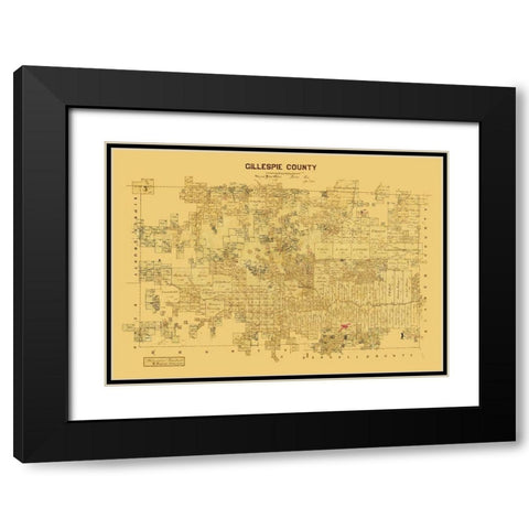 Gillespie County Texas -1873 Black Modern Wood Framed Art Print with Double Matting by Unknown