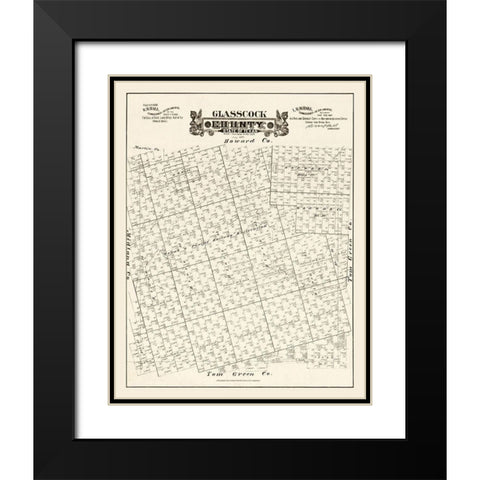 Glasscock County Texas - Hall 1889 Black Modern Wood Framed Art Print with Double Matting by Hall