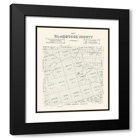 Glasscock County Texas - 1890 Black Modern Wood Framed Art Print with Double Matting by Unknown