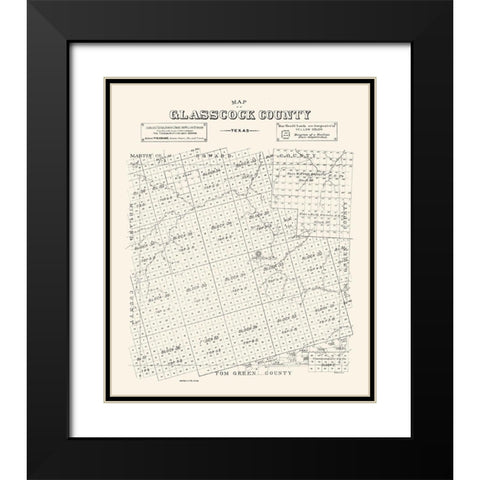 Glasscock County Texas - 1890 Black Modern Wood Framed Art Print with Double Matting by Unknown