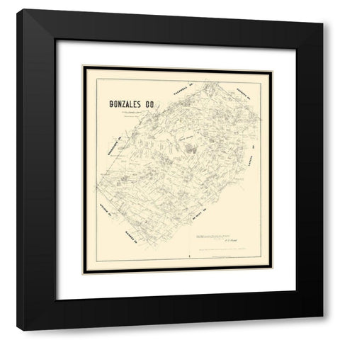 Gonzales County Texas - Walsh 1880 Black Modern Wood Framed Art Print with Double Matting by Walsh
