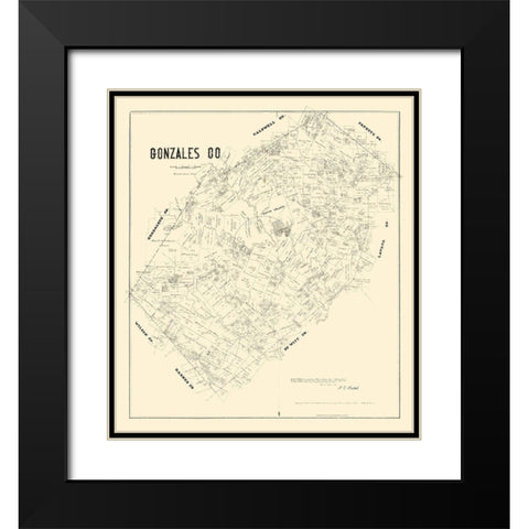 Gonzales County Texas - Walsh 1880 Black Modern Wood Framed Art Print with Double Matting by Walsh