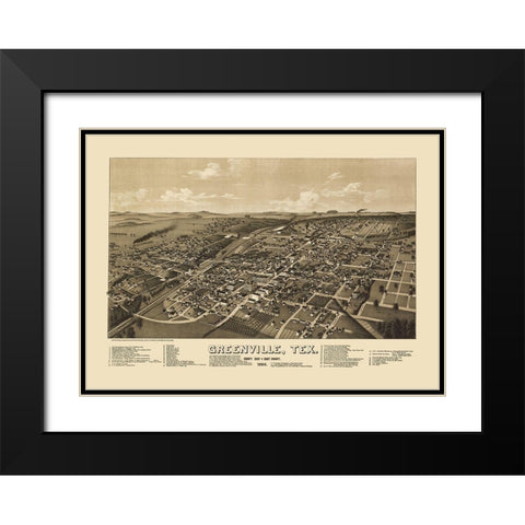 Greenville Texas - Norris 1886 Black Modern Wood Framed Art Print with Double Matting by Norris