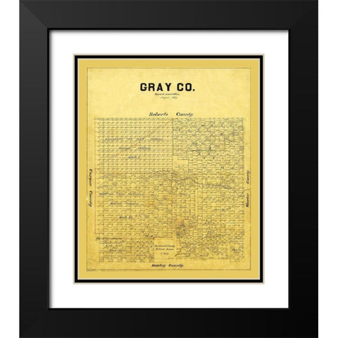 Gray County Texas - 1889 Black Modern Wood Framed Art Print with Double Matting by Unknown
