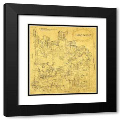 Grayson County Texas - 1853 Black Modern Wood Framed Art Print with Double Matting by Unknown