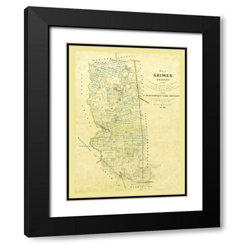 Grimes County Texas - 1858 Black Modern Wood Framed Art Print with Double Matting by Unknown