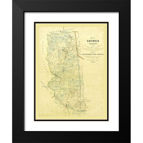 Grimes County Texas - 1858 Black Modern Wood Framed Art Print with Double Matting by Unknown