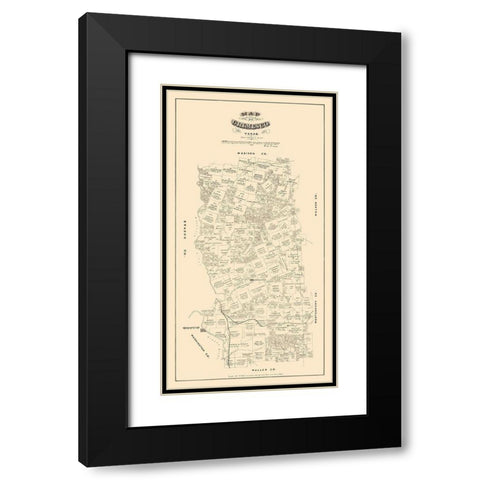 Grimes County Texas - Walsh 1880 Black Modern Wood Framed Art Print with Double Matting by Walsh