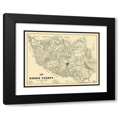 Harris Texas Landowner - Land Office 1893 Black Modern Wood Framed Art Print with Double Matting by Land Office