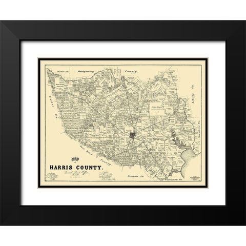 Harris Texas Landowner - Land Office 1893 Black Modern Wood Framed Art Print with Double Matting by Land Office