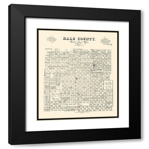 Hale County Texas - McGaughey 1892 Black Modern Wood Framed Art Print with Double Matting by McGaughey