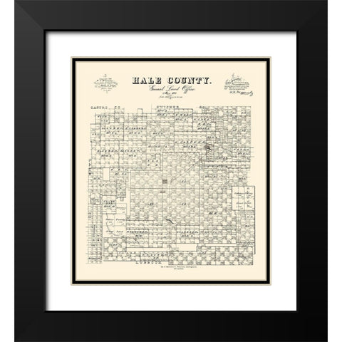 Hale County Texas - McGaughey 1892 Black Modern Wood Framed Art Print with Double Matting by McGaughey