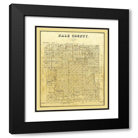 Hale County Texas - 1895 Black Modern Wood Framed Art Print with Double Matting by Unknown