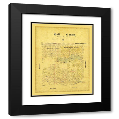 Hall County Texas - 1881 Black Modern Wood Framed Art Print with Double Matting by Unknown