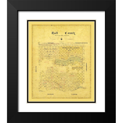 Hall County Texas - 1881 Black Modern Wood Framed Art Print with Double Matting by Unknown