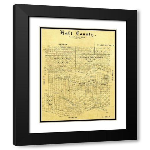 Hall County Texas - 1884 Black Modern Wood Framed Art Print with Double Matting by Unknown