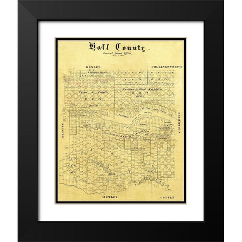 Hall County Texas - 1884 Black Modern Wood Framed Art Print with Double Matting by Unknown
