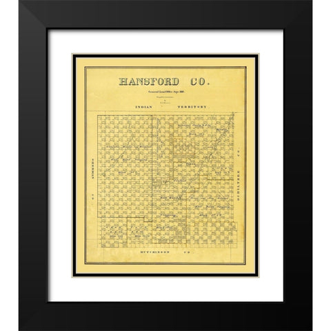 Hansford County Texas - Beaumont 1889 Black Modern Wood Framed Art Print with Double Matting by Beaumont