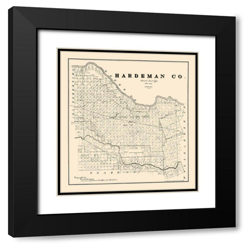 Hardeman County Texas - McGaughey 1891 Black Modern Wood Framed Art Print with Double Matting by McGaughey