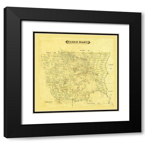 Hardin County Texas Black Modern Wood Framed Art Print with Double Matting by Unknown