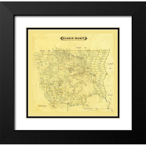 Hardin County Texas Black Modern Wood Framed Art Print with Double Matting by Unknown